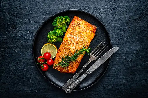 Omega-3 Rich Salmon with Roasted Brussels Sprouts and Quinoa